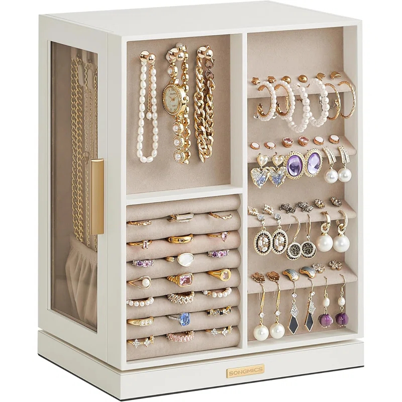 Stack man Jewelry Box 360° Rotating, Jewelry Storage Case With 5 Drawers