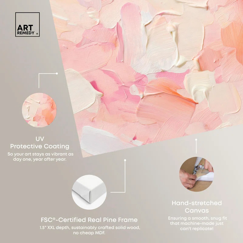 Art Remedy Morning Meadows Blush Coral Lands Canvas Pastel Abstract Art by Art Remedy