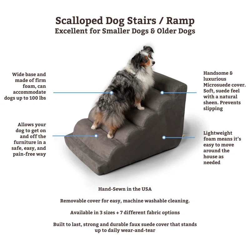 Snoozer Orthopedic Microsuede Scalloped Pet Stair Ramp
