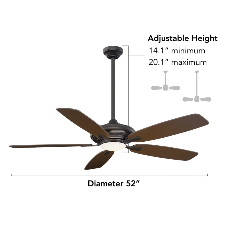 Minka Aire 52'' Laskintown 5 - Blade LED Standard Ceiling Fan with Remote Control and Light Kit Included