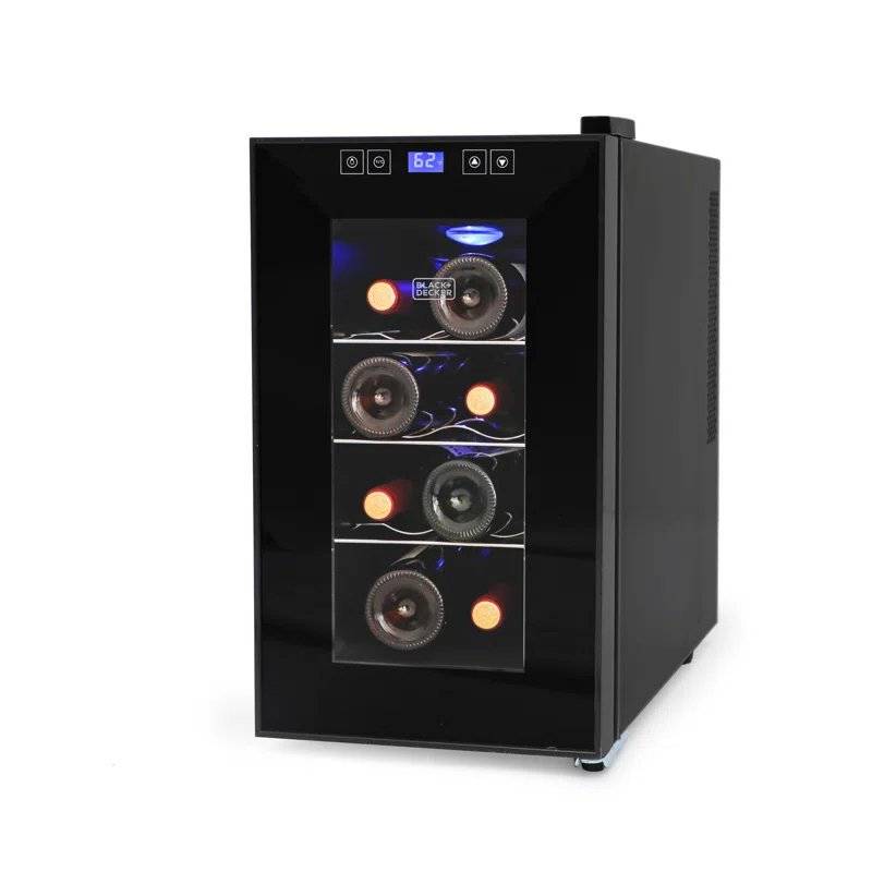 BLACK+DECKER 8-Bottle LED Display Single Zone Freestanding Wine Refrigerator