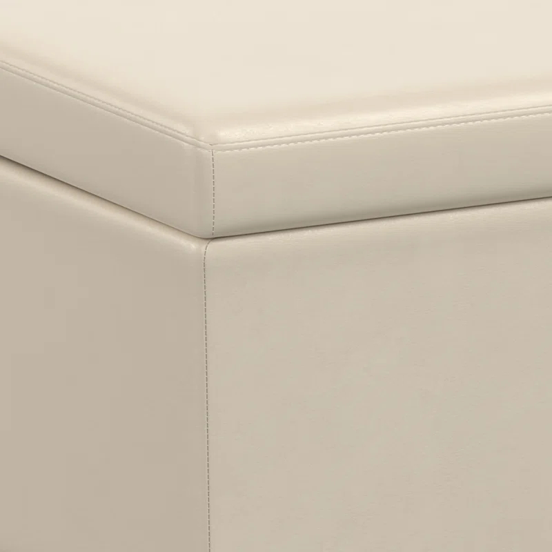 Simpli Home Avalon 54"W Upholstered Storage Ottoman Bench with Interior Storage and Safety Hinges
