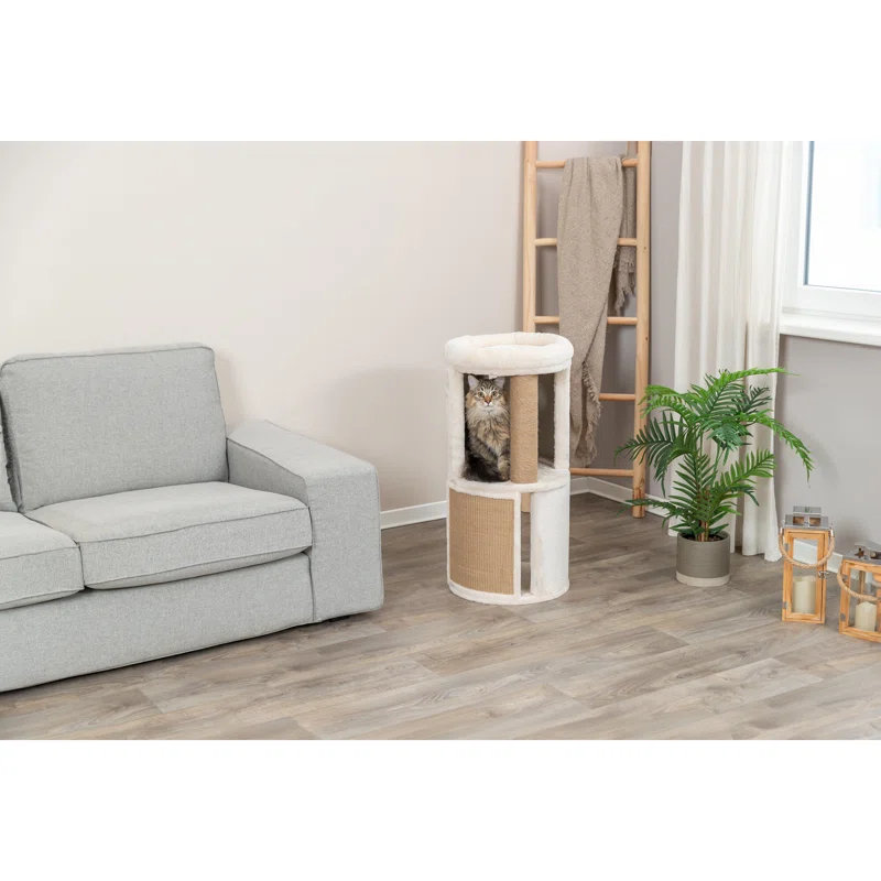 TRIXIE TRIXIE Giorgia 32-in Cat Tower, Combo Plush & Sisal Covered Surfaces, Scratching Posts, Indoor Cat Condo with Padded Bed