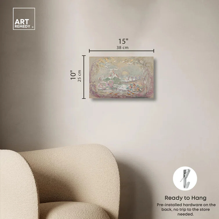 Art Remedy Lake Scene with Fairies Canvas Classic Landscape Art by Art Remedy