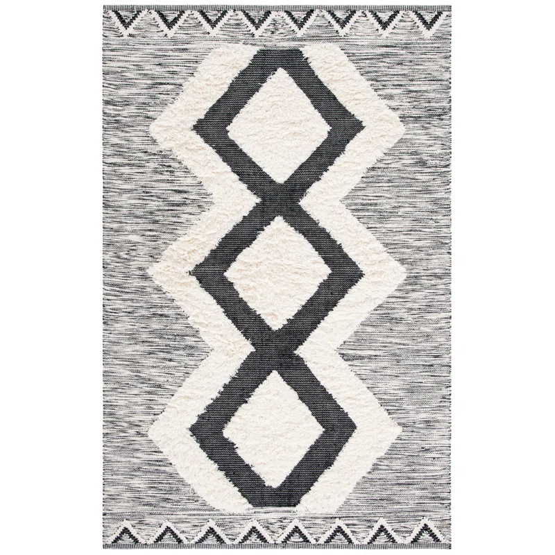 Foundry Select Kenya Hand Loomed Wool/Cotton Southwestern Rug in Black/Ivory