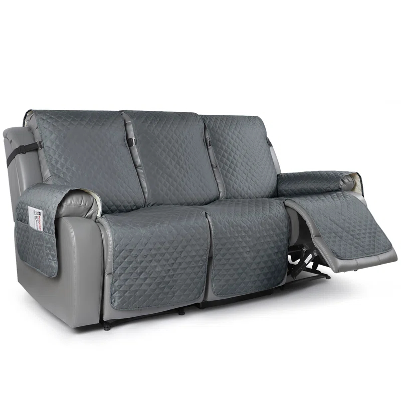 Latitude Run® Box Cushion Recliner 3 Seater Sofa Slipcover, Non-Slip Pet Reclining Couch Cover with Pockets Furniture Protector