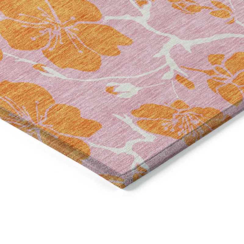 Machine Washable Indoor/Outdoor Chayden ACN1034 Pink Rug