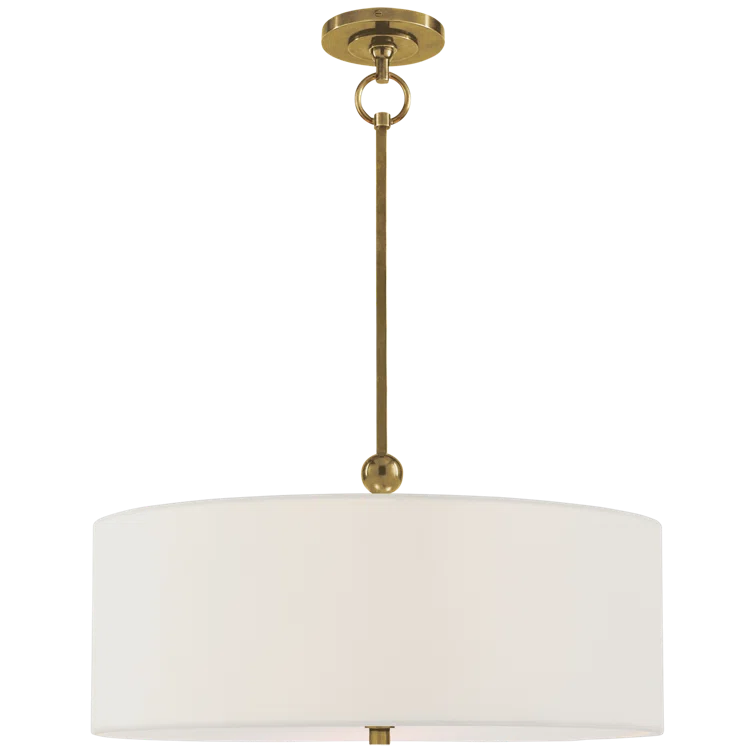 Antique Brass Drum Pendant Light with Crystal Accents