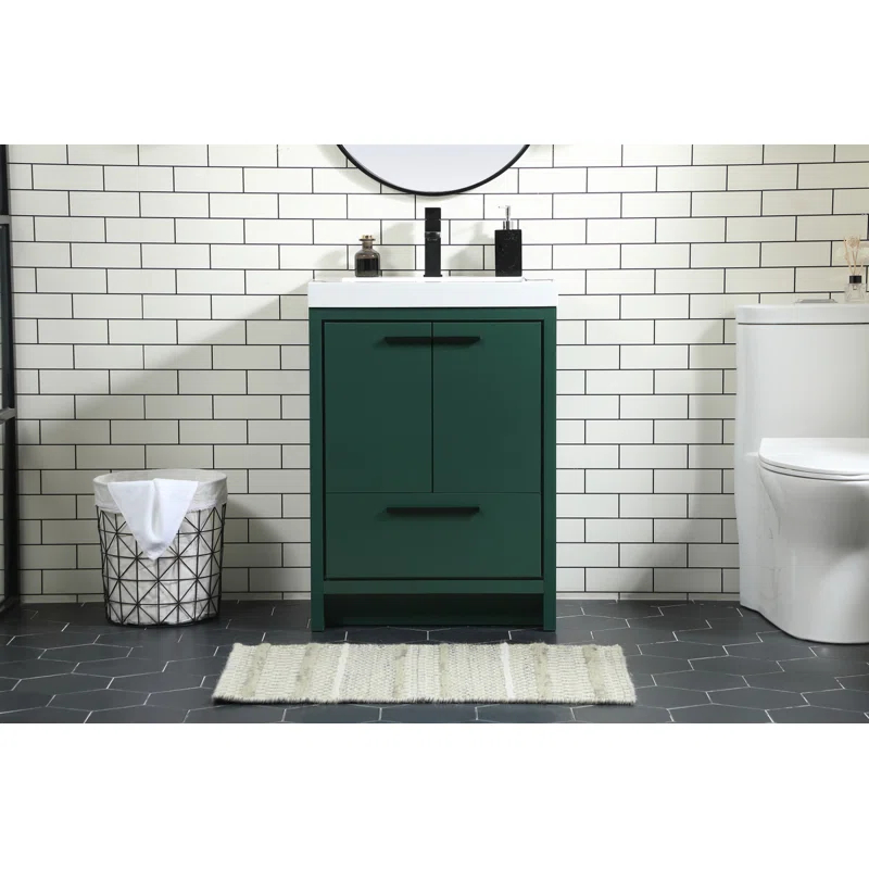 Wade Logan® Roman 24'' Single Bathroom Vanity with Engineered Marble Top