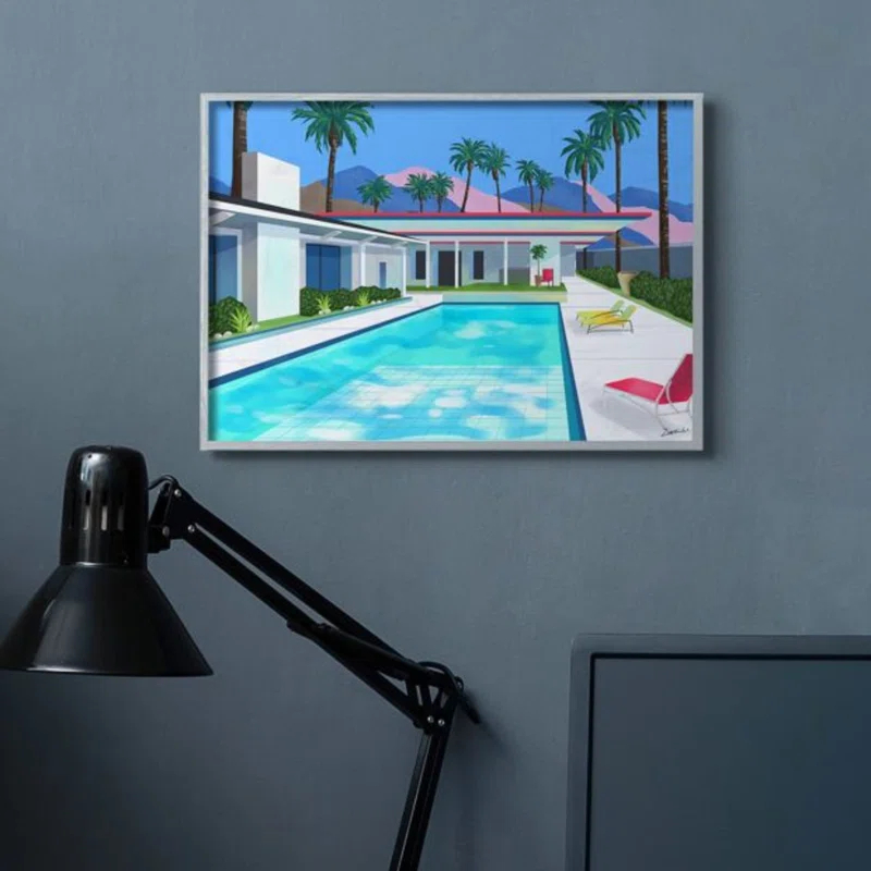 Stupell Industries " Modern Architecture House Pool Tropical Palm Trees " by Ziwei Li