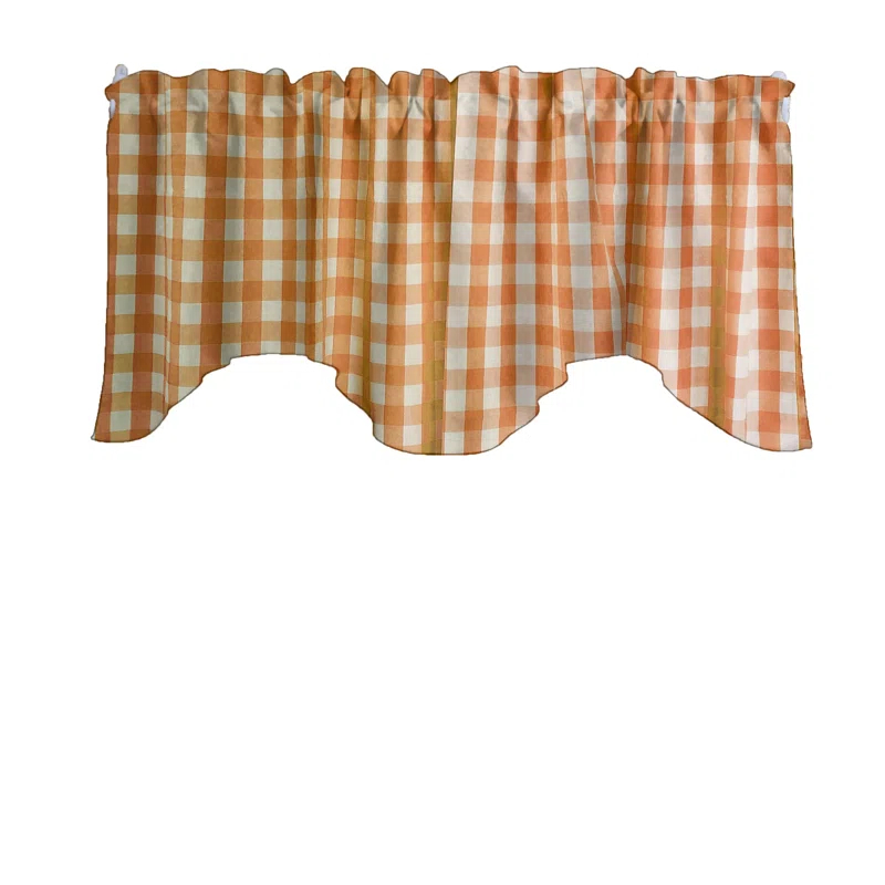 lovemyfabric Gingham Checkered Print Scalloped Window Valance