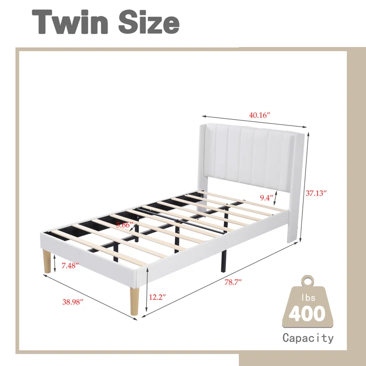 Wade Logan® Eriksay Low Profile Upholstered Platform Bed with Wingback Headboard