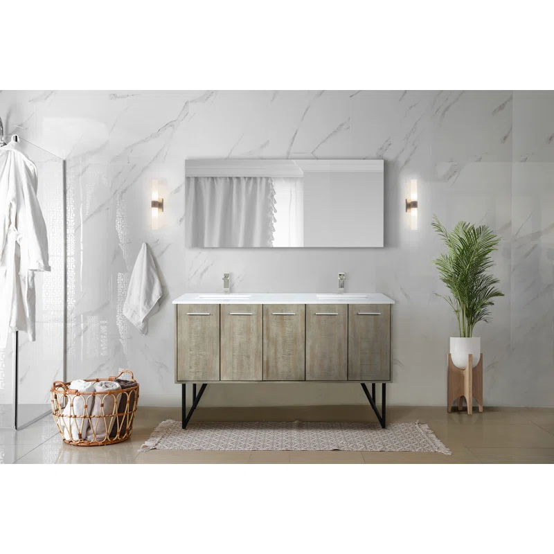Lancy 60'' Double Bathroom Vanity with Cultured Marble Top