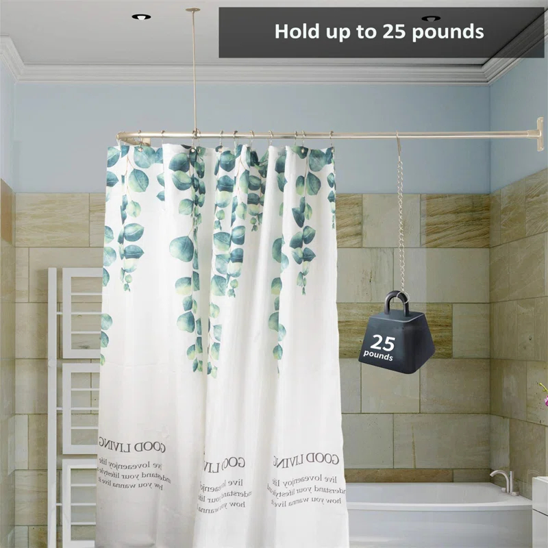 Blooming 62'' L-Shaped Drill / Screw Shower Curtain Rod