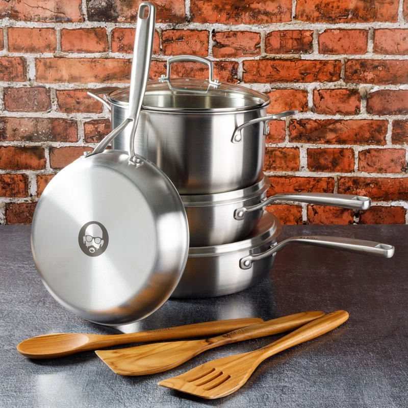 Babish Babish 10 Piece Professional Tri Ply Non Toxic Pots and Pans Cookware Set