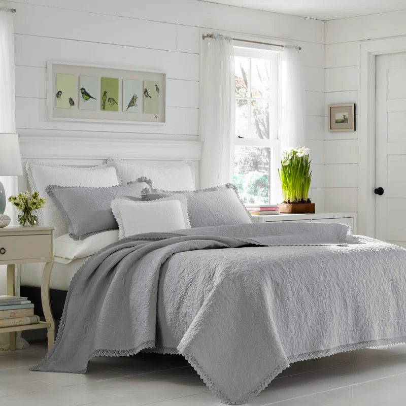 Laura Ashley Laura Ashley Heirloom Crochet Cotton Reversible Quilt Set