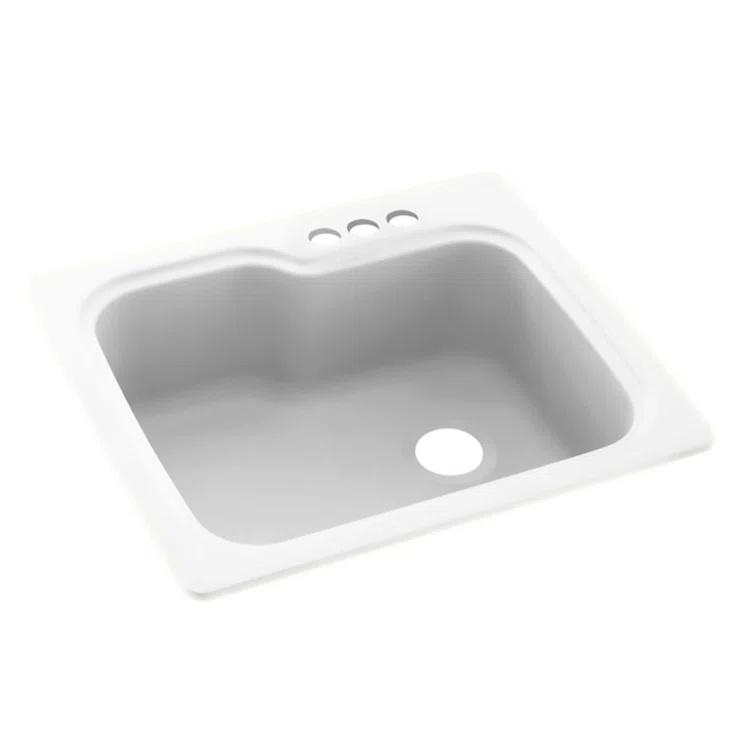 Swan 25'' L Single Bowl Solid Surface Kitchen Sink KS02522SB.010-3