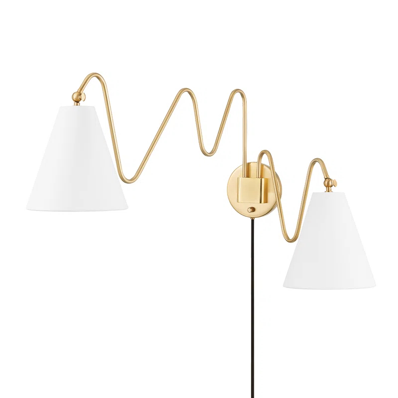 Dellon Double Plug-In Sconce - Antique Brass / Double