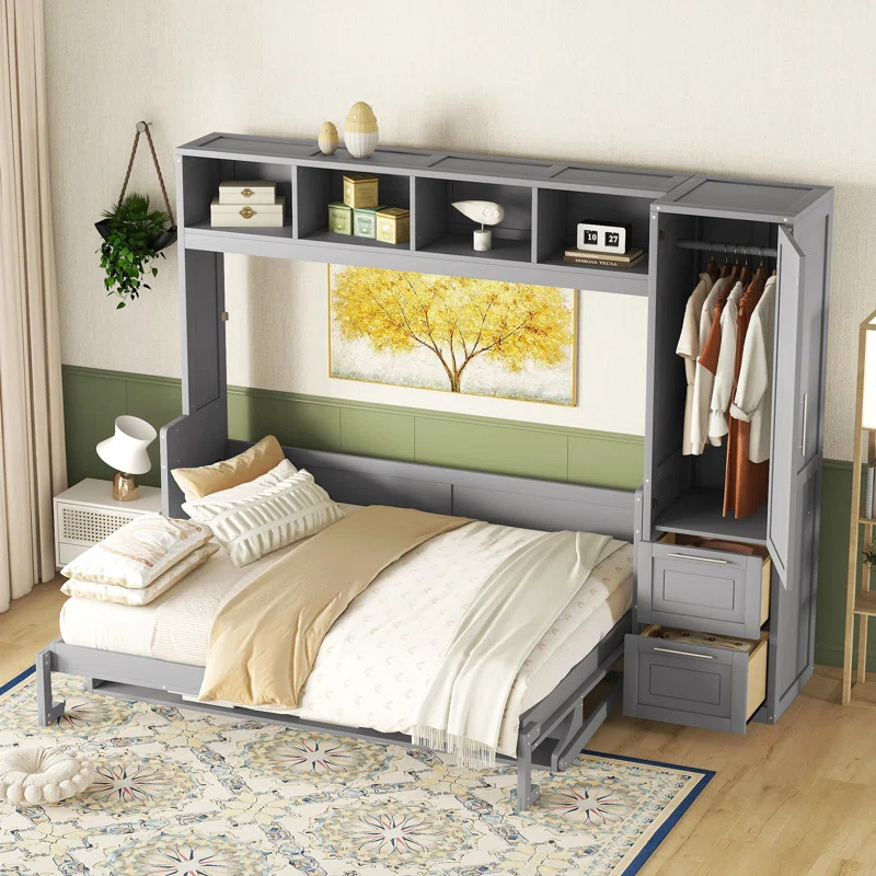 Galibens Murphy Bed Wall Bed With Closet And Drawers