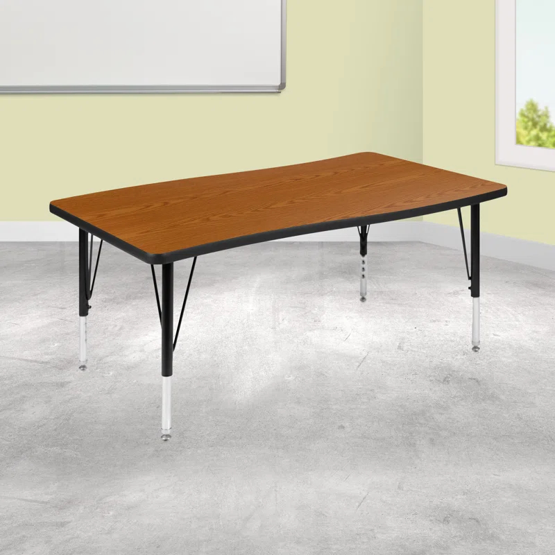 Flash Furniture Goddard 28"W x 47.5"L Rectangular Wave Collaborative Grey Adjustable Height Activity Table