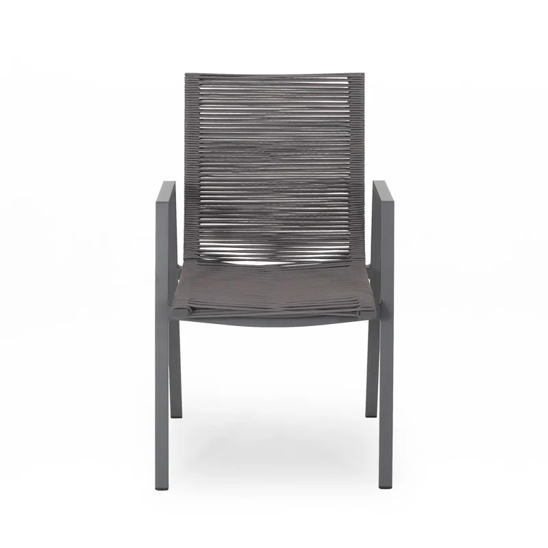 George Oliver Outdoor Modern Aluminum Dining Chair With Rope Seat (Set Of 2)