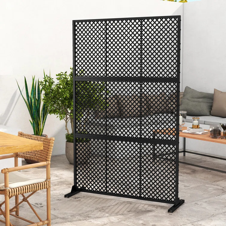 UIXE 72.05''H x 47.75''W Wicker Privacy Metal Screen Fence Panel Double Colored Screen