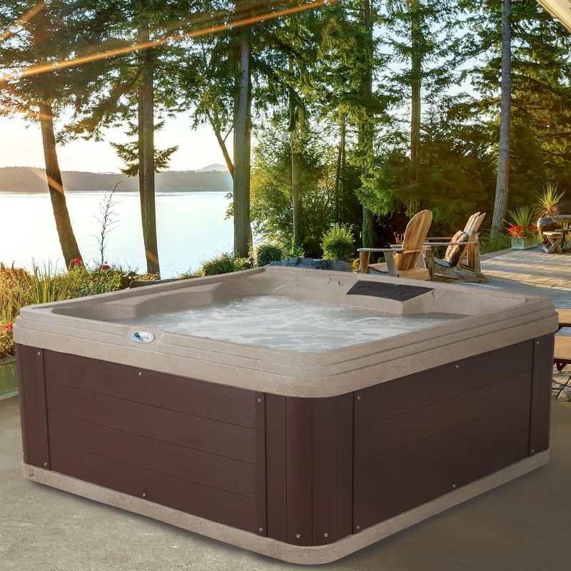 Aqualife® by Strong Spas® Ariana™ 6-Person 30-Jet Lounger Hot Tub Spa with Built-In Ice Bucket, 5 BHP 2-Speed Pump, LED Lighting, 4kW Stainless Steel Heater and Ozonator, Insulated Cover Included & Reviews | Wayfair