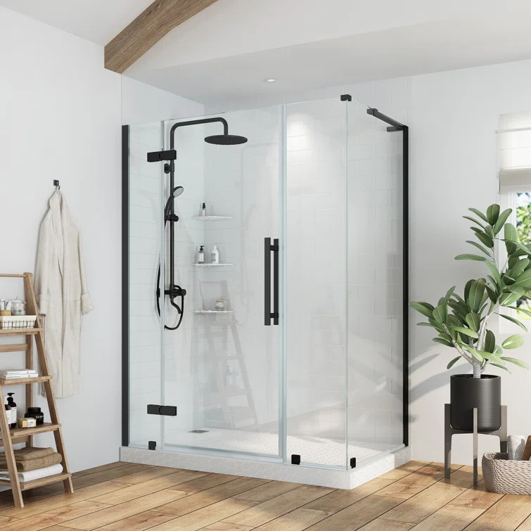 Ove Decors Endless Tampa 56" W x 72" H Corner Frameless Shower Kit, Door, 2 Panel, Shelves TA1451401