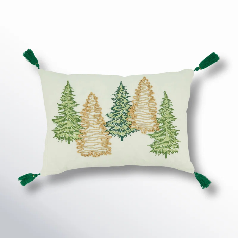 Merry Martinique Collection Tassels Cotton Lumbar Throw Pillow