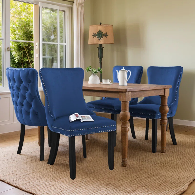 Rosdorf Park Velvet Kitchen Upholstered Dining Chair (Set of 4)