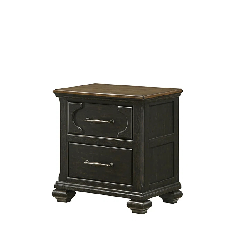 Canora Grey Traditional 2-Drawer Nightstand With Metal Knobs, Modern Night Stand