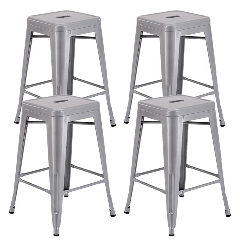 Williston Forge Kohki 24" Counter Stool Metal Bar Stools Counter Height Barstools Backless Indoor/Outdoor Bar Stools Kitchen Counter Stools Chairs(Set of 4)