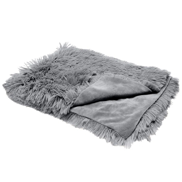 QUALITY FLOORING INC. Waterproof Throw Blanket For Dogs & Indoor Cats, Washable - Shaggy Plush Calming Long Faux Fur & Velvet Dog Blanket