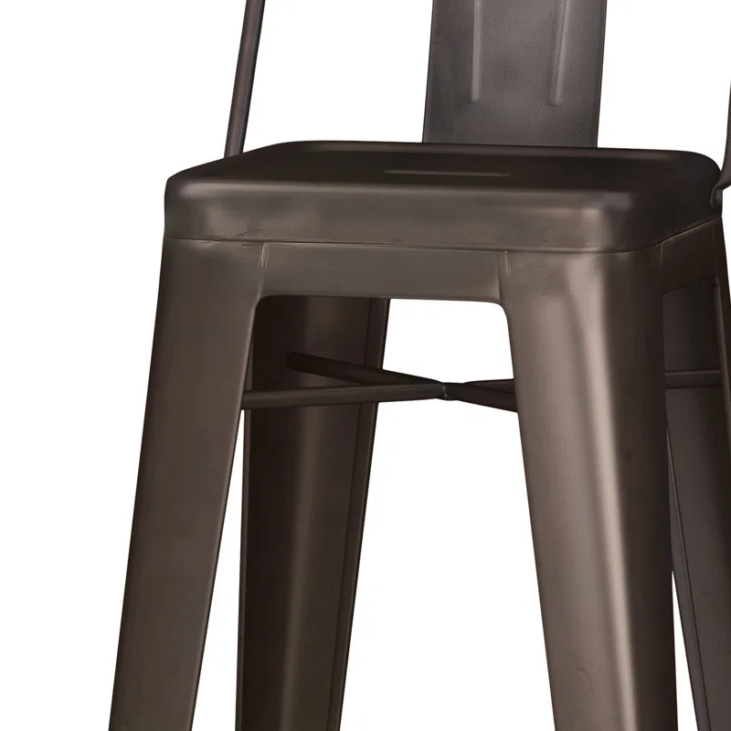 Simpli Home Rayne 30" Industrial Metal Bar Stool in Gun Metal Gray (Set of 2)