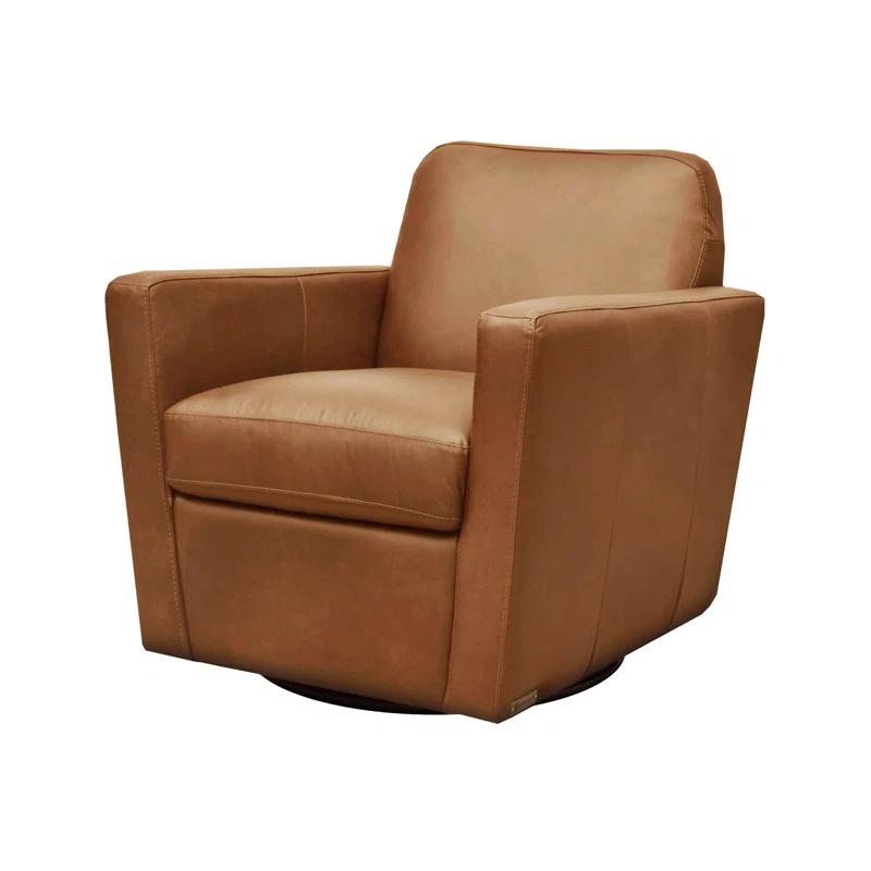 Eclectic Home Monty Leather Swivel Club Chair
