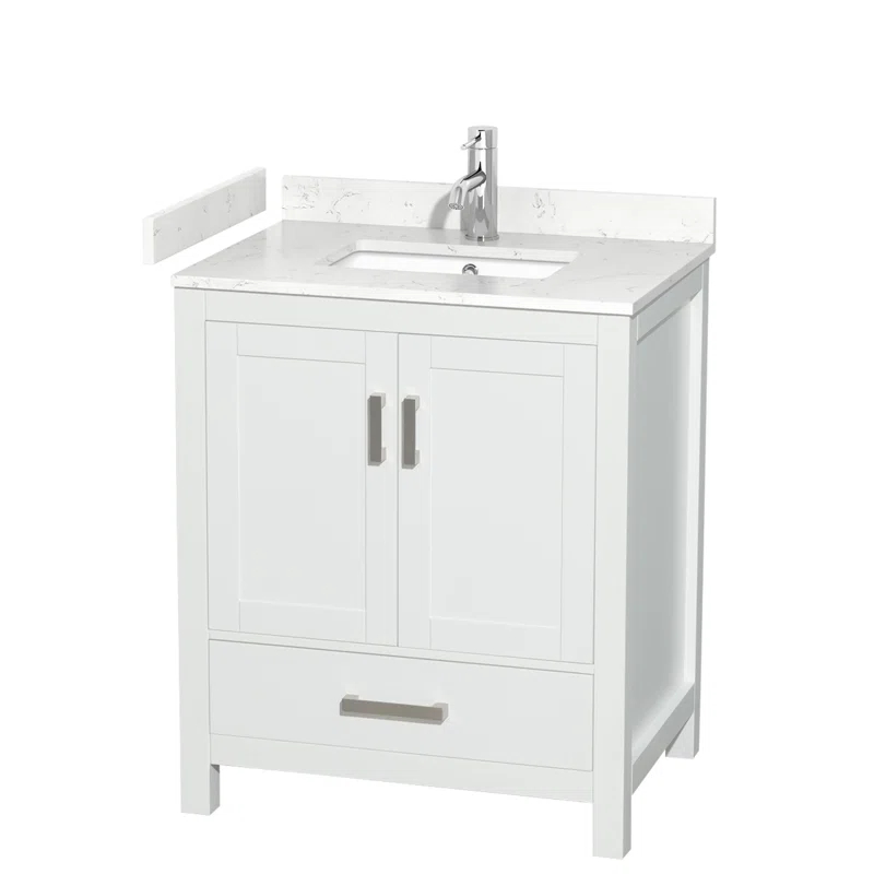 Wyndham Collection Sheffield 30" Freestanding Single Bathroom Vanity with Cultured Marble Top
