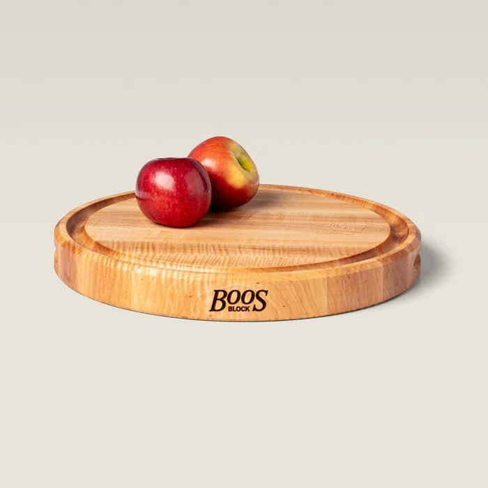 John Boos Chef's Collection Round Maple Cutting Board with Groove
