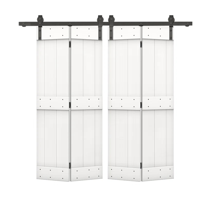 Calhome 84'' Solid Wood Barn Doors Painted Bi-Fold Door