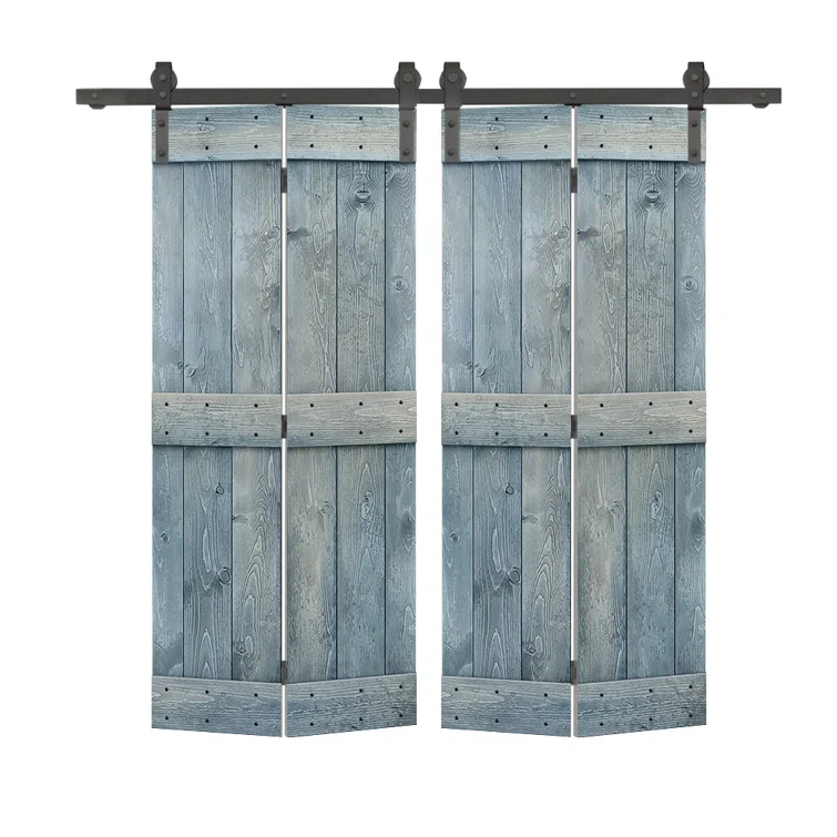 Calhome 84'' Solid Wood Barn Doors Painted Bi-Fold Door