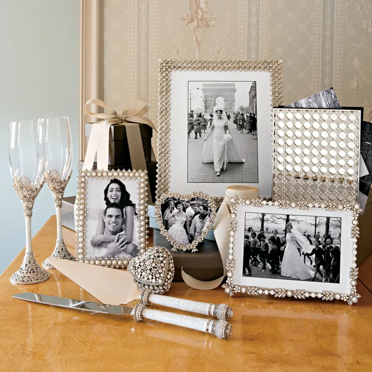 Elegant Silver Crystal 8x10 Tabletop Photo Frame