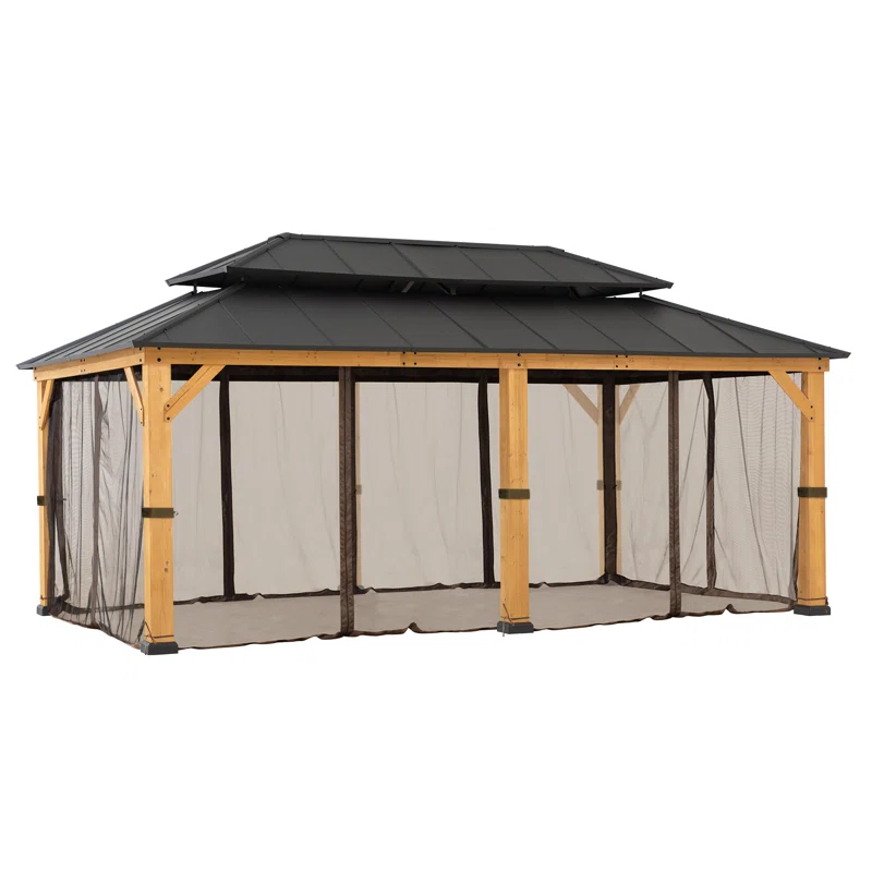 Sunjoy Sunjoy Replacement Gazebo Mosquito Netting Outdoor Panles,Waterproof 6- Panel Screen Walls for Gazebo, Patio & Backyard Protection