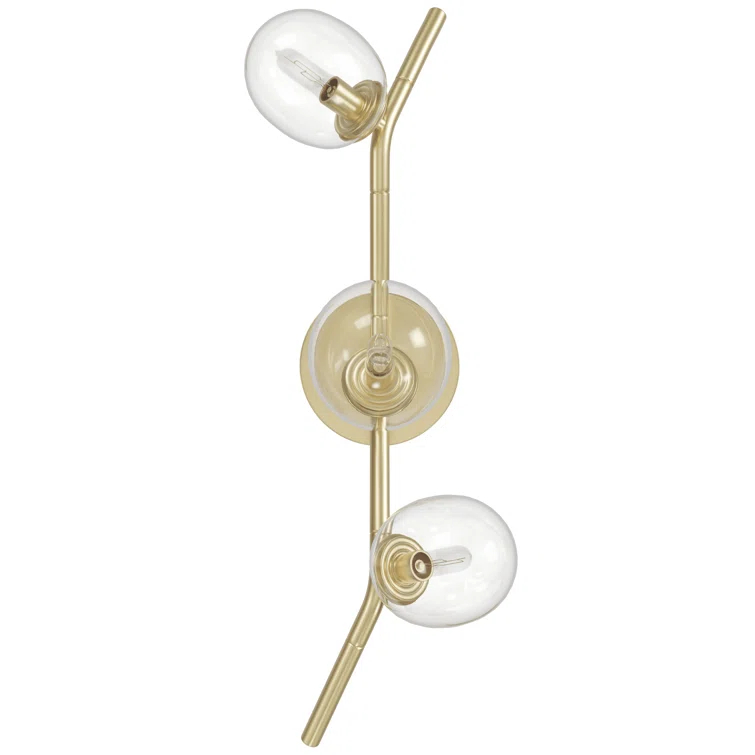 Elegant Gold Brass Direct Wired Electric Sconce with Clear Glass Shades