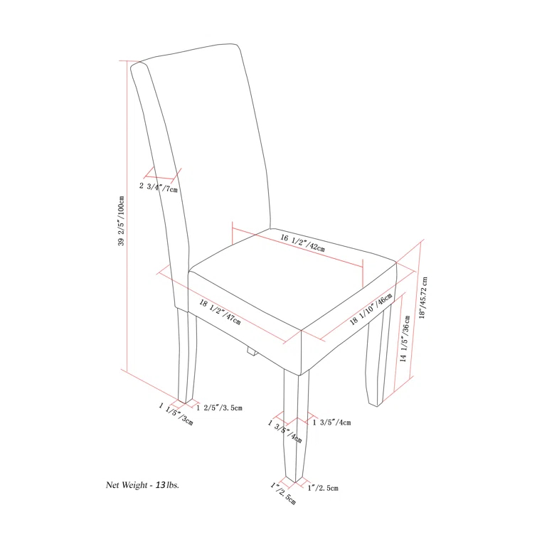 Simpli Home Acadian 17.99'' H Linen Look Polyester Upholstered Parsons Chair (Set of 2)