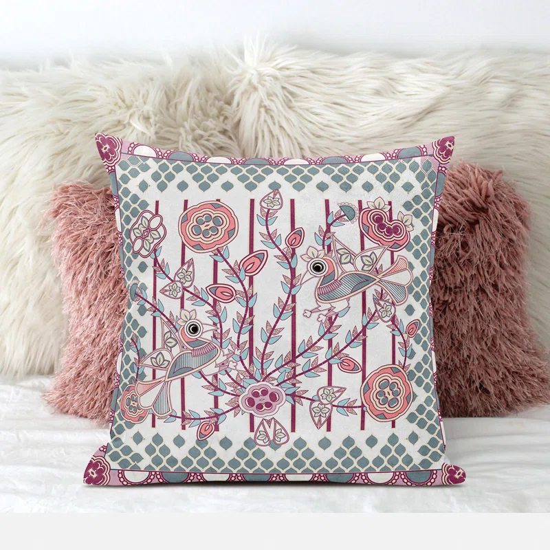 Floral Indoor/Outdoor Reversible Throw Pillow