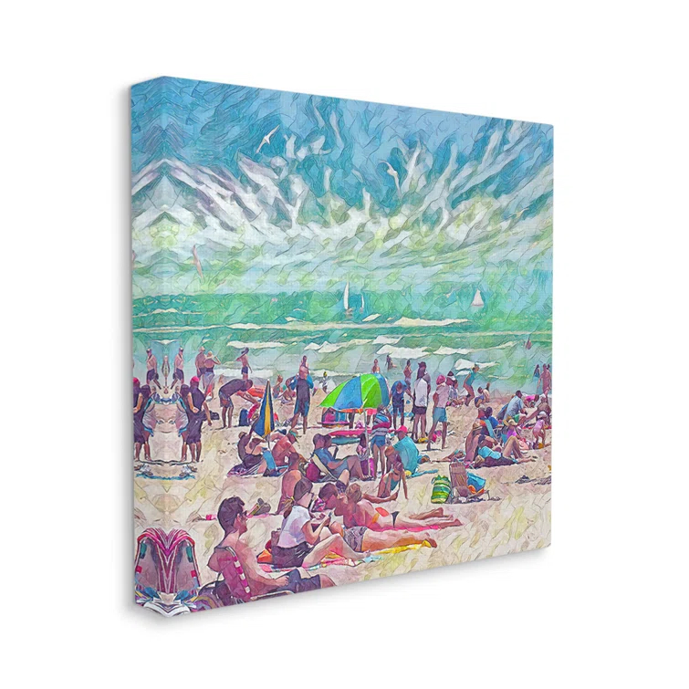 Stupell Industries Ba-093-Framed " Modern People On Beach " by Steve Hunziker