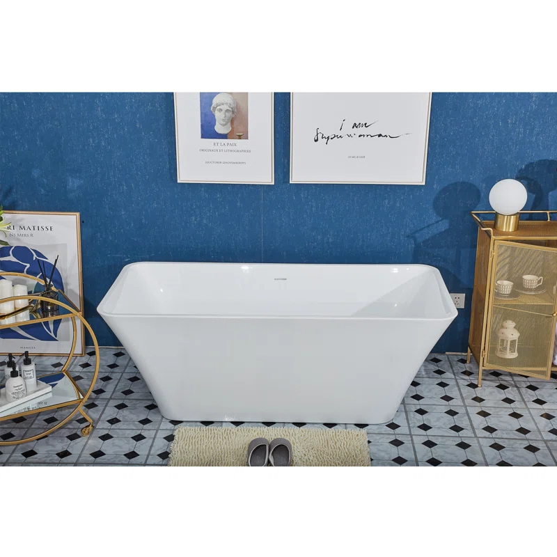 Pulse Showerspas PT-1043-150 59'' x 29.5'' Freestanding Soaking Acrylic Bathtub
