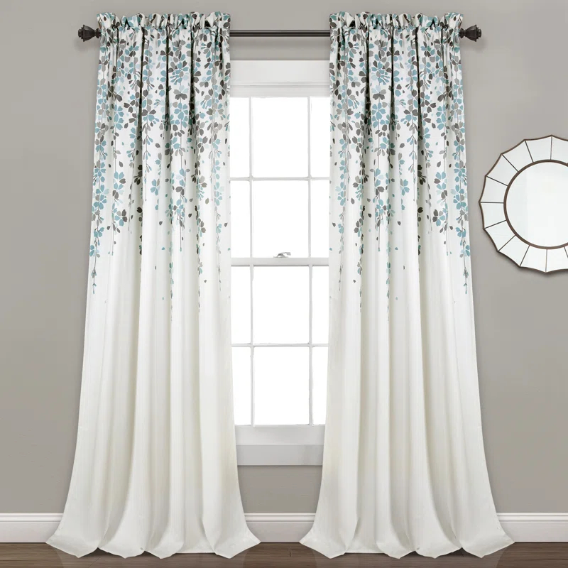Lush Decor Weeping Flowers Polyester Room Darkening Curtain Pair (Set of 2)