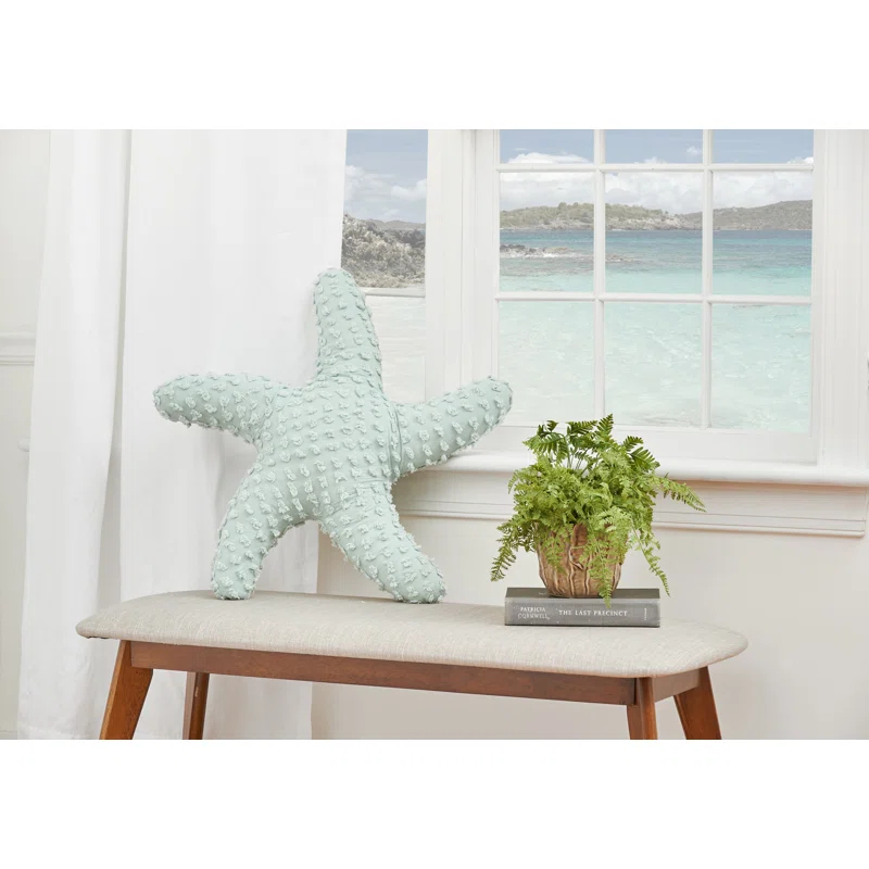 C&F Home 25" Green Starfish Shaped Coastal Accent Throw Pillow Decor Decoration 25.0 in.