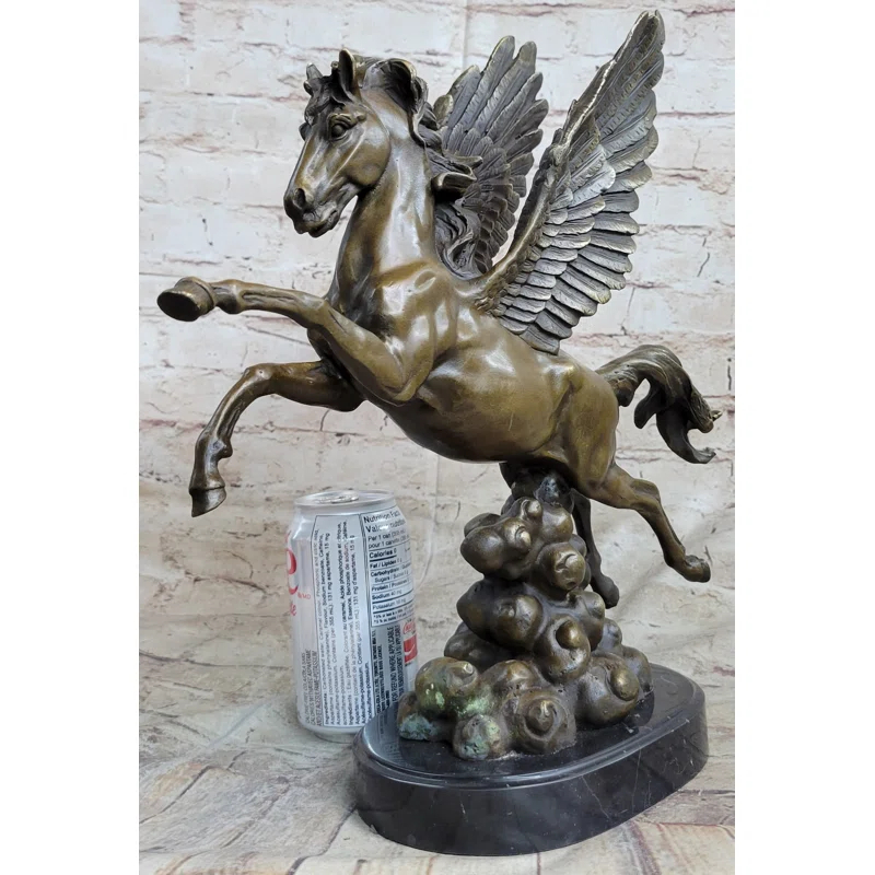 Trinx Kaile Flying Pegasus Winged Horse Greek Mythology Bronze Statue Sculpture Signed 15 Inches X 14 Inches