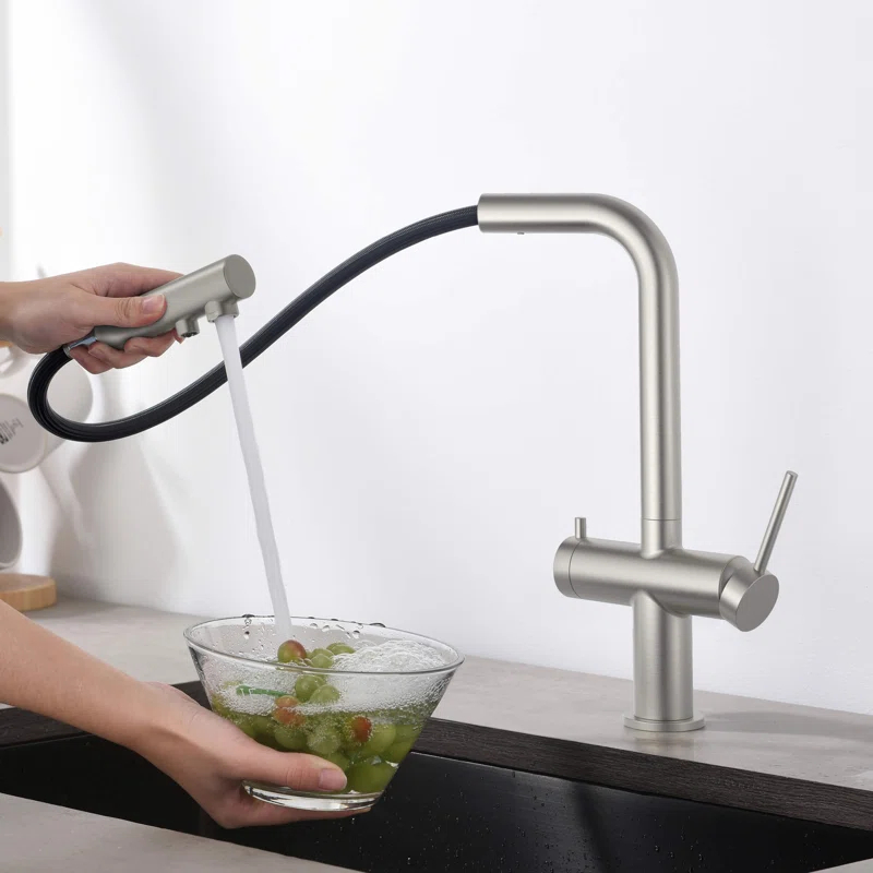 KIBI KFF502BN KIBI Circular 2-in-1 Single Hole Pull Out Kitchen Faucet
